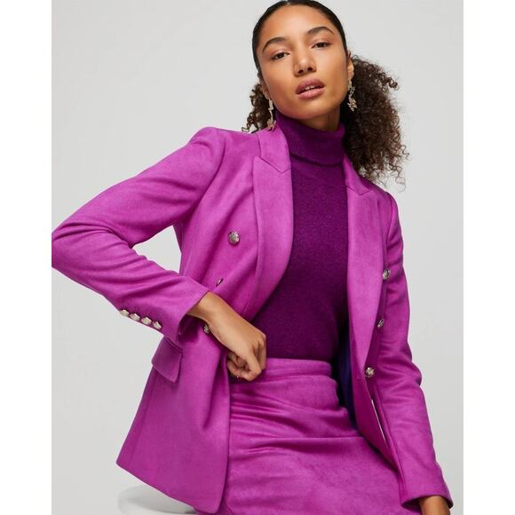White House Black Market Jackets & Blazers - White House Black Market Studio Double Breasted Faux Suede Blazer Size 6 P NWT
